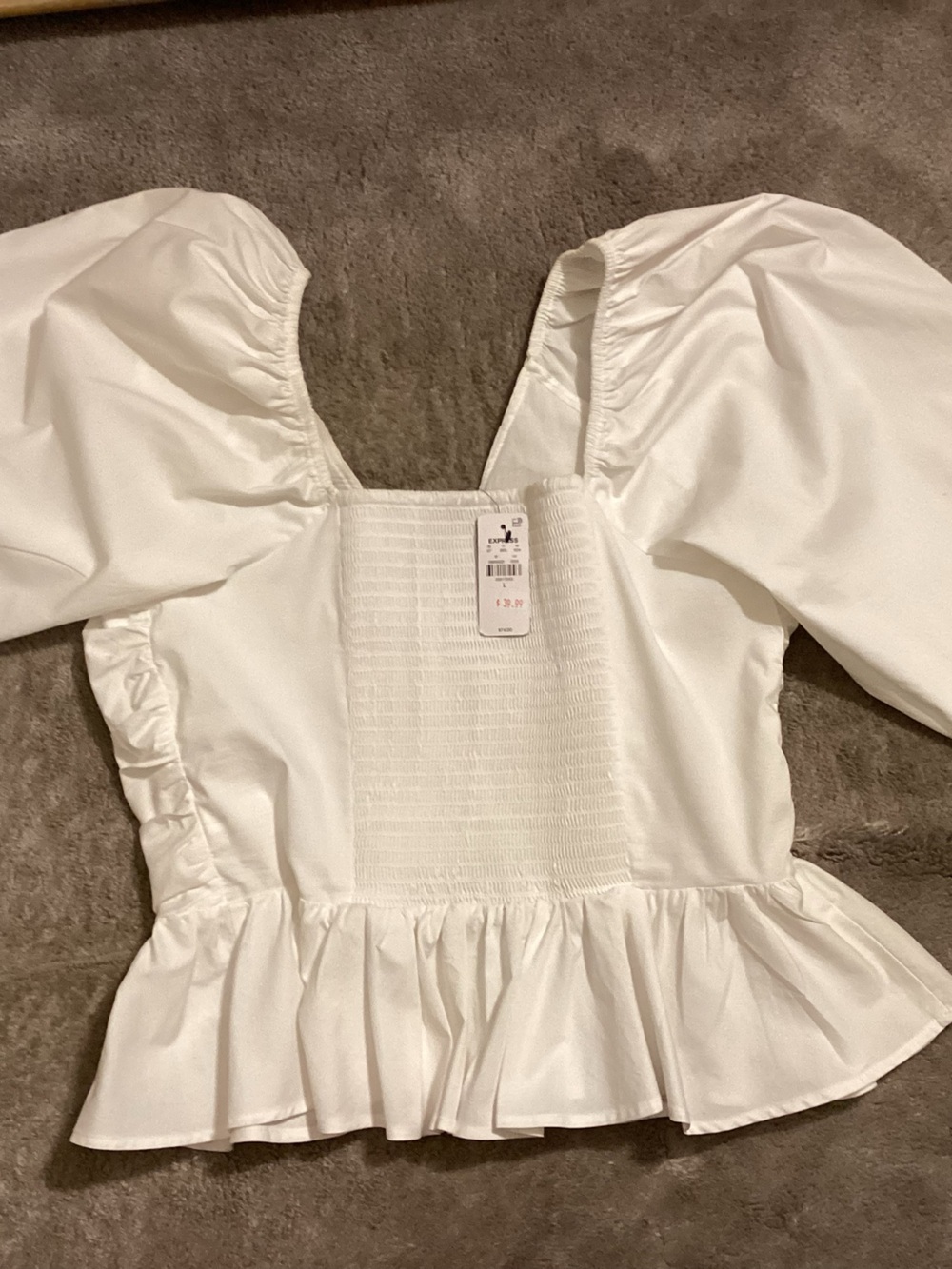 Express White Ruched V-Neck Blouse - Picture 3 of 3